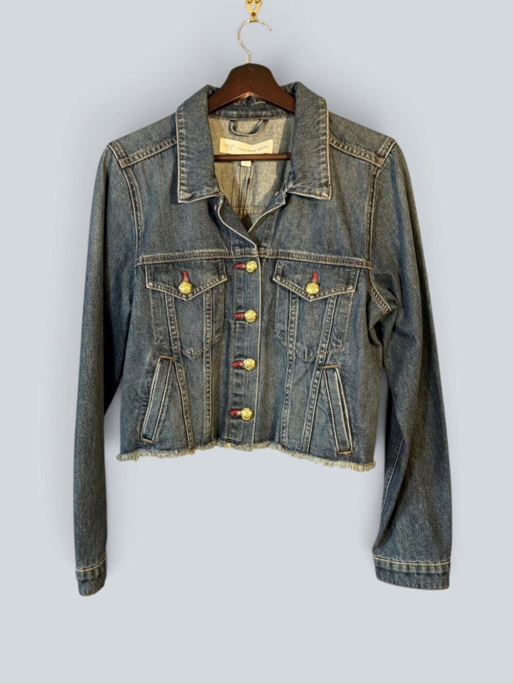 Veronica Beard x Wonder Woman Cara Cropped Denim Jacket Cornflower L NWT